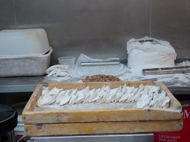 freshly made pork and chive dumplings