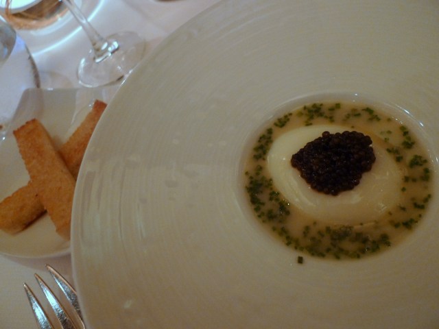 poached pastured egg with osetra caviar