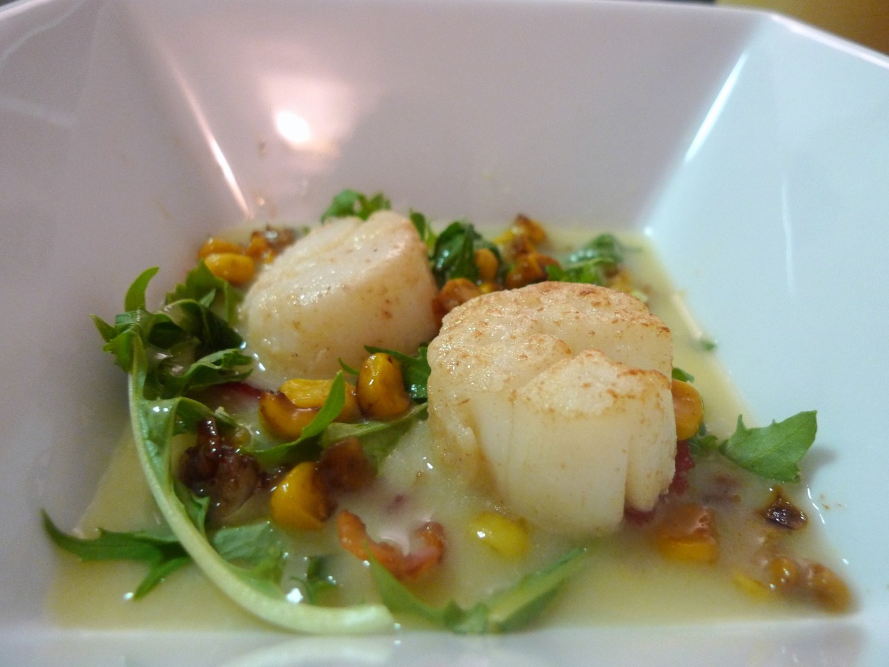 Seared Scallops with Corn Velouté | food comas