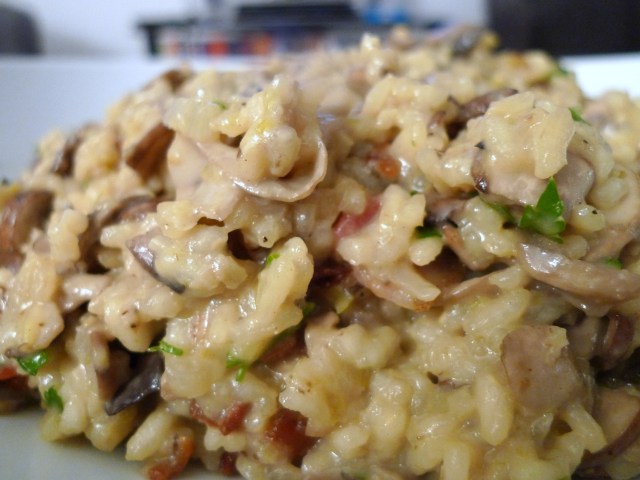gourmet mushroom risotto with pancetta