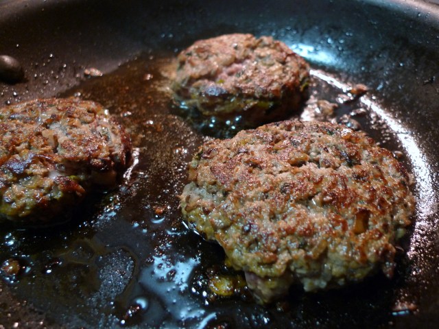 pan frying the patties