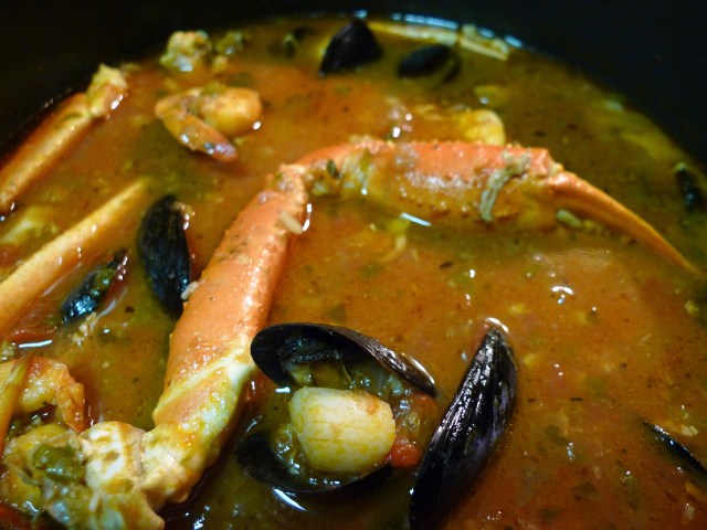 gently stir all the seafood into the sauce