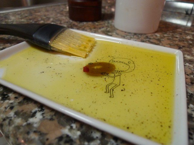 olive oil + salt + pepper
