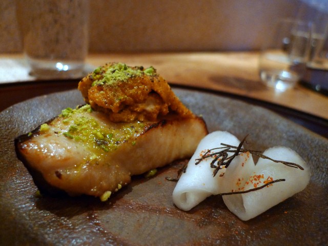 Grilled Black Cod with Seared Sea Urchin