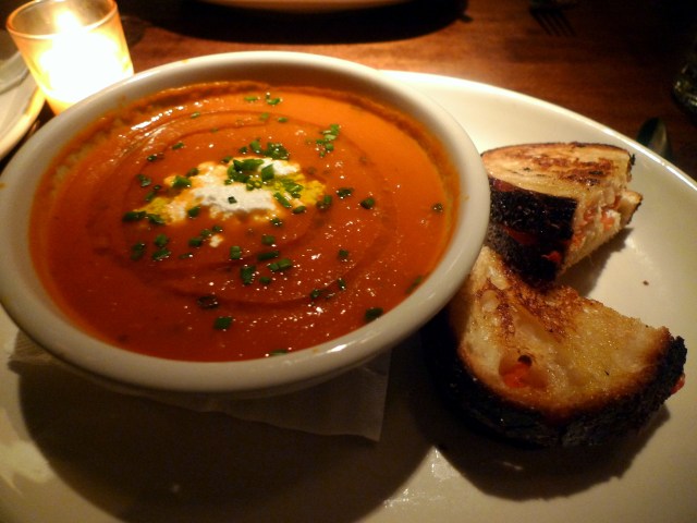 Roasted Tomato Soup with a grilled goat cheese sandwich