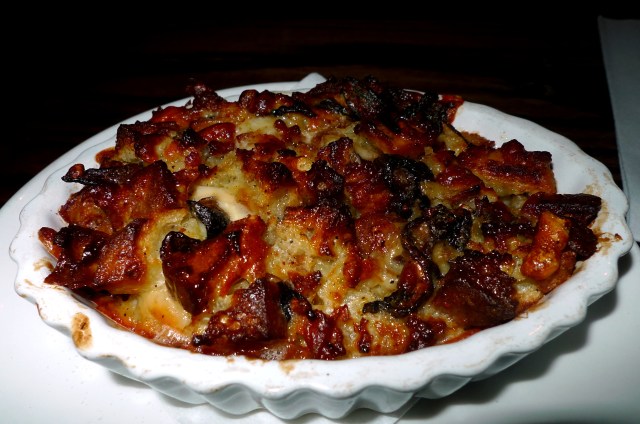Mushroom bread pudding, parmesan, truffle, thyme