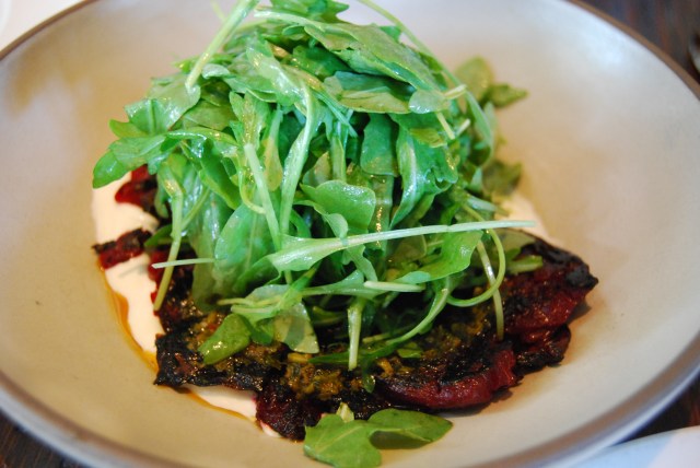 caramelized beets w.goat cheese crema and greens