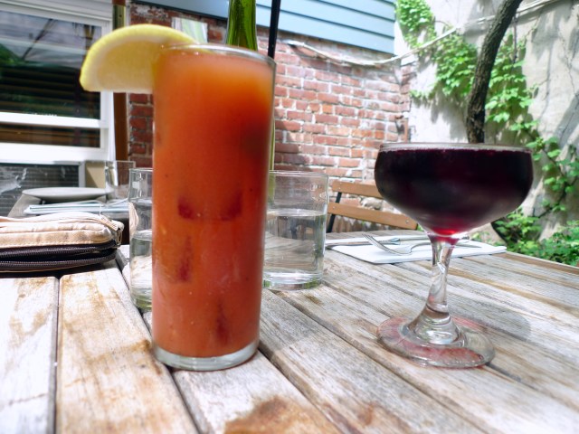 Brunch drinks: Red Snapper and Lambrusco