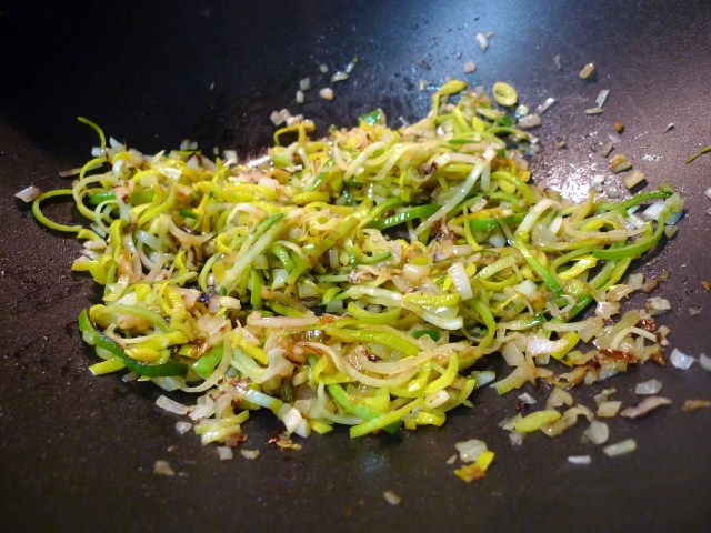 saute the garlic, leeks, shallots, and onions