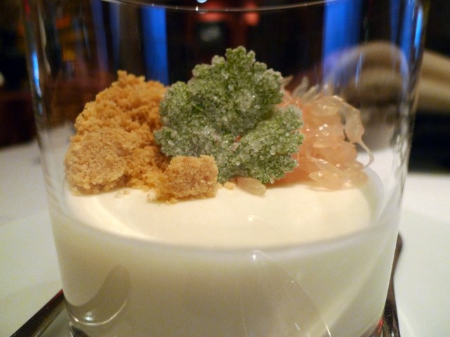 Lemon Panna Cotta - Olive Oil Streusal - Pomelo