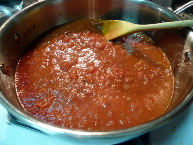 simmer the tomato sauce and spices