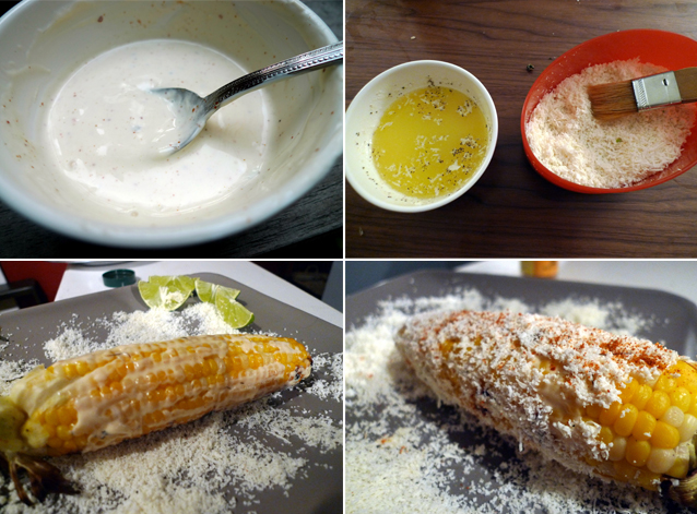 coating the grilled corn