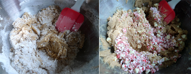 mix in the dry ingredients and candies