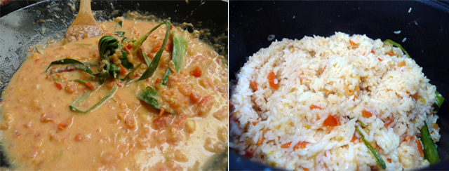 mix the rice well with the tomato mixture