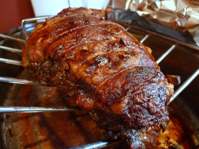 Roasted leg of lamb