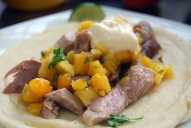 Pulled Duck Tacos with Mango Pineapple Salsa