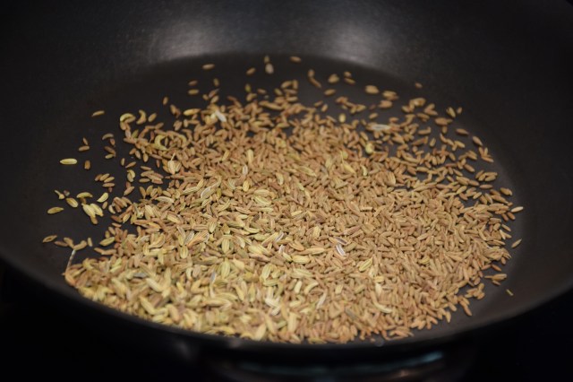 toast the fennel and cumin seeds until fragrant