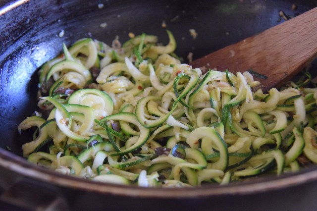 Sauté the zucchini noodles